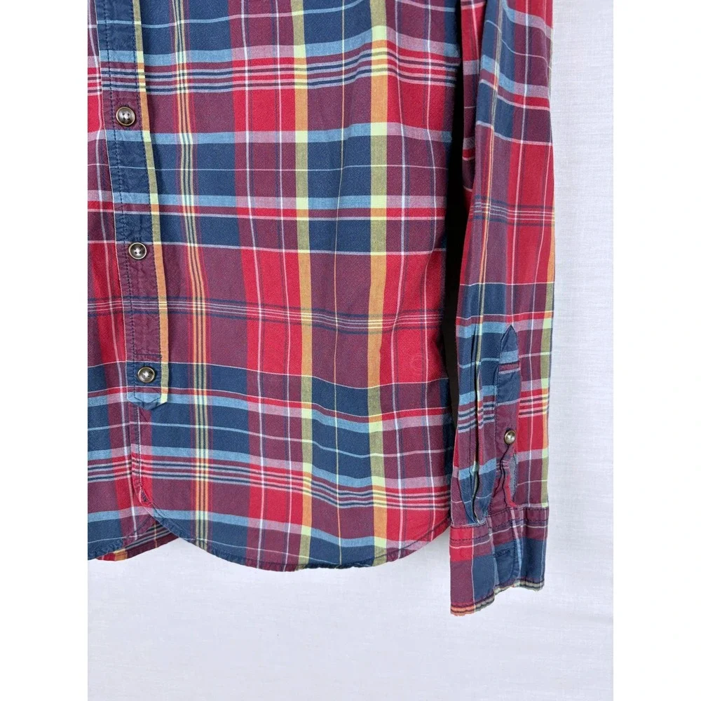 Jachs NY Mens Plaid Button Down Shirt Red Blue Yellow Long‎ Sleeve Classic Fit